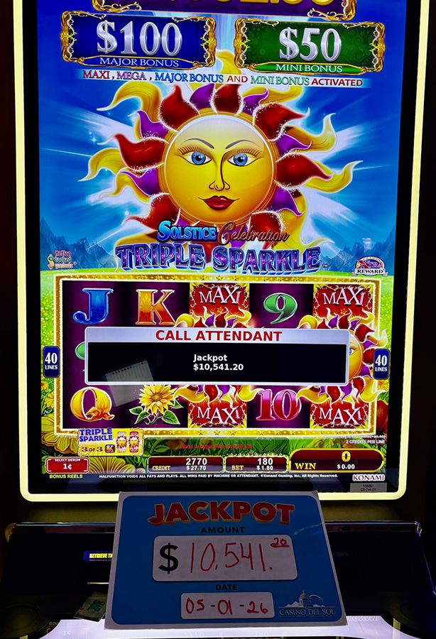 Jackpot Winners at Casino Del Sol