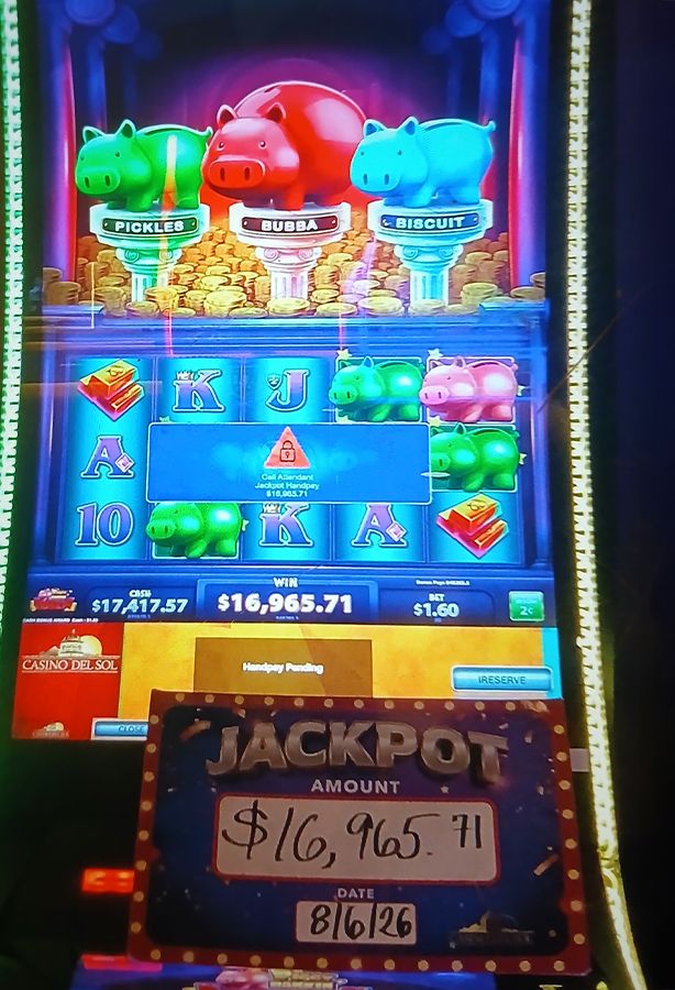 Jackpot winners at Casino Del Sol