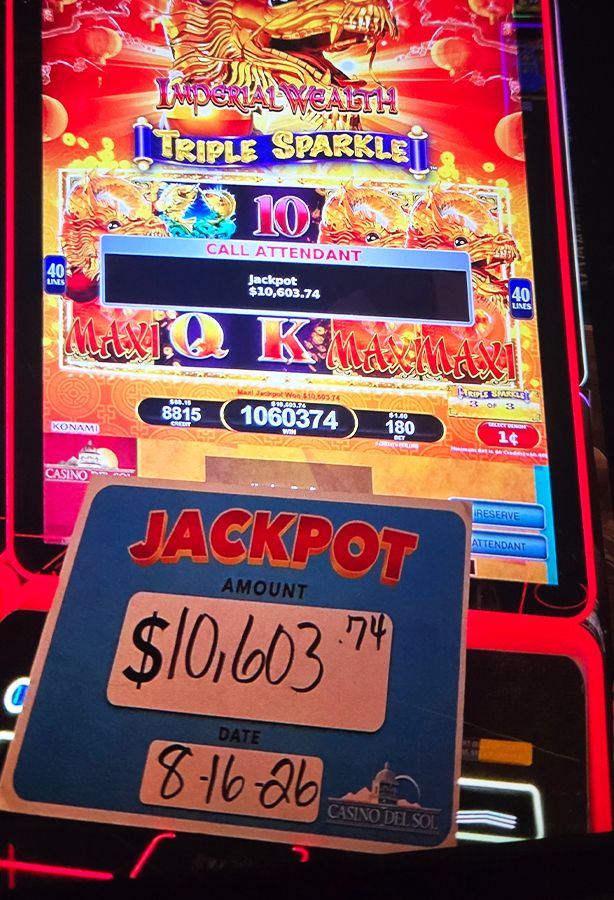 Jackpot winners at Casino Del Sol