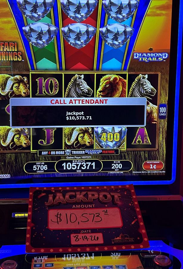 Jackpot winners at Casino Del Sol