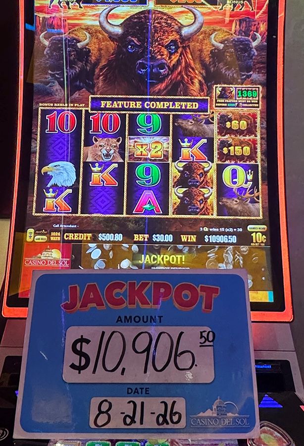 Jackpot winners at Casino Del Sol