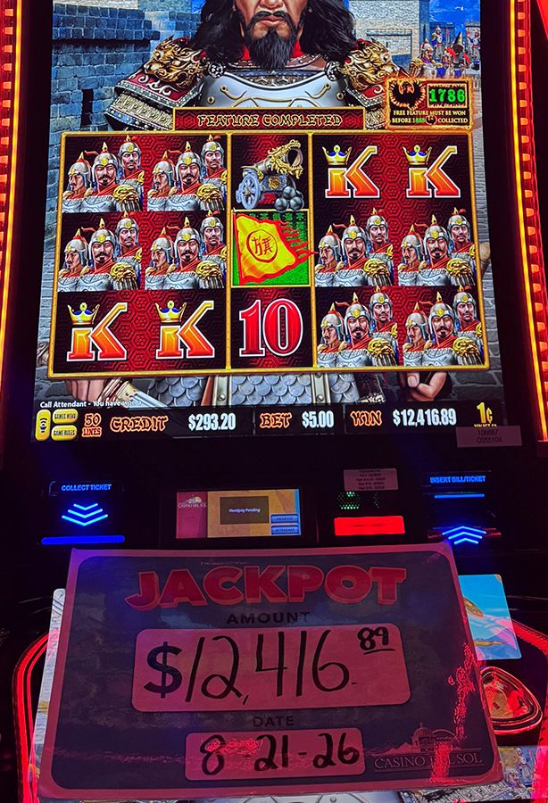 Jackpot winners at Casino Del Sol