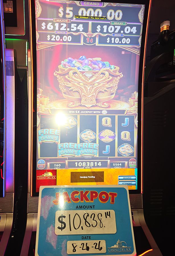 Jackpot winners at Casino Del Sol